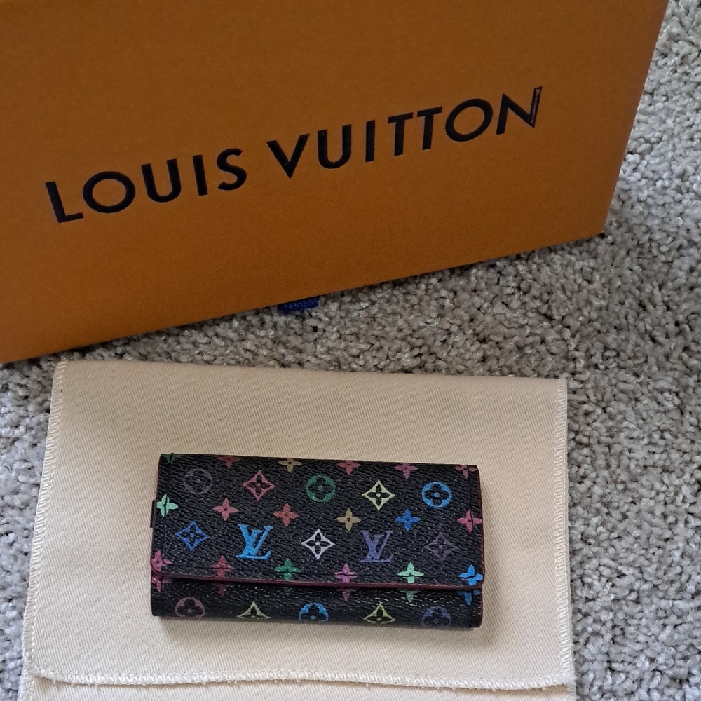 Louis Vuitton black  Murakami 4 key ring holder